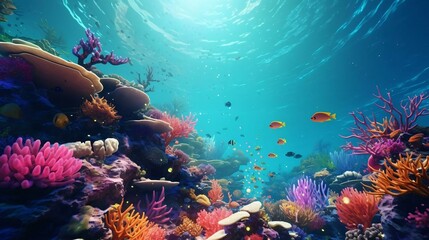 Wall Mural - a coral reef with fish