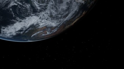 Wall Mural - Terran exoplanet for human life. Habitable planet isolated on a black space background. 3D illustration concept with water and greenery, space exploration discovery of exoplanets and search for life.