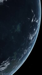 Wall Mural - Exoplanet viable for human life. Habitable planet isolated on a black space background. 3D animation concept with water and vegetation. Space exploration,  discovery, and the search for life.