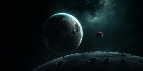 Wall Mural - Moon in space in the background of the planet