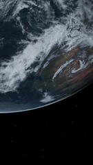 Wall Mural - Terran exoplanet for human life. Habitable planet isolated on a black space background. 3D animation concept with water and greenery, space exploration discovery of exoplanets and the search for life.
