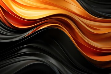 Poster - Waves of Black and Orange on a Vibrant Background Generative AI