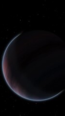 Wall Mural - Giant gas planet in deep dark outer space. 3D animation and artistic concept of big Jupiter-like alien exoplanet. Space exploration and planetary science discovery of inhabitable extrasolar gas planet