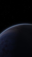 Wall Mural - Giant gas planet in deep dark outer space. Artistic concept 3D illustration of big Jupiter-like alien exoplanet. Space exploration and planetary science discovery of inhabitable extrasolar gas planet