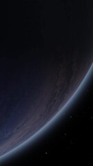 Wall Mural - Giant gas planet in deep dark outer space. 3D animation and artistic concept of big Jupiter-like alien exoplanet. Space exploration and planetary science discovery of inhabitable extrasolar gas planet
