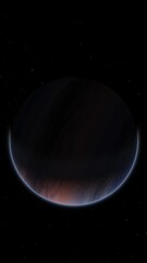Wall Mural - Giant gas planet in deep dark outer space. Artistic concept 3D illustration of big Jupiter-like alien exoplanet. Space exploration and planetary science discovery of inhabitable extrasolar gas planet