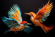 A collection of papercraft birds in flight, capturing their graceful movements and vibrant plumage with intricate paper art techniques. Ai Generated.NO.03