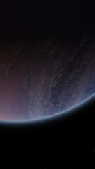 Wall Mural - giant gas planet in deep dark outer space. 3d animation and artistic concept of big jupiter-like ali