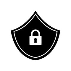 Poster - Shield and Lock icon. cyber security concept. Abstract security vector flat trendy style illustration onn white background..eps