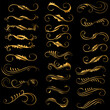 Golden vintage floral elements art deco style decoration. Vector graphic elements for design vector elements. Swirl elements decorative illustration. 