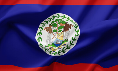 Closeup Waving Flag of Belize