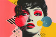 © ink drop - Modern abstract portrait of a beautiful woman with bright colours and graphic shapes and lines