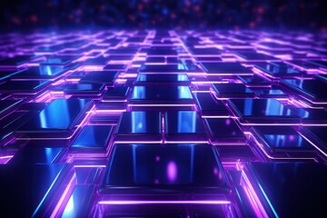 Poster - vibrant futuristic purple and blue technology background generative ai