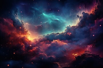 Wall Mural - celestial scene filled with vibrant clouds and sparkling stars generative ai