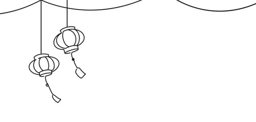 Wall Mural - line art of chinese lantern