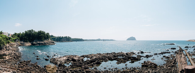 Canvas Print - Panorama view of Seogwipo Jaguri Park seascape in Jeju Island, Korea