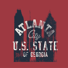Wall Mural - Atlanta city USA state of Georgia, College text print , vintage city building in vector prints, 