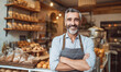 person man in bakery , small business owner smile