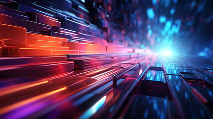 Fototapete - Futuristic galaxy exploding in vibrant multi colored shapes. Generative Ai
