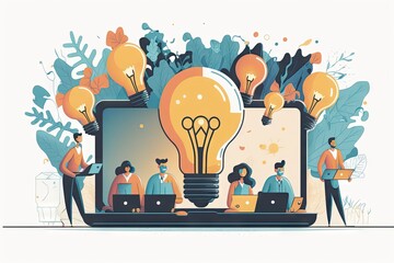 Poster - flat design modern vector illustration concept of teamwork, brainstorming, brainstorming, creative p