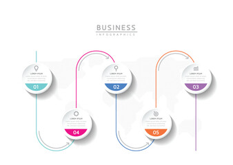 Wall Mural - Vector infographic business presentation template with circular interconnection with 5 options.