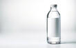 Clear water bottle with white label on a bright background. Hydration and health concept. Generative AI