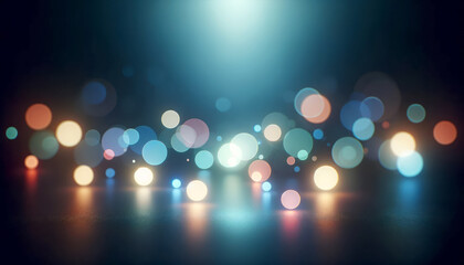 Poster - Ethereal bokeh lights gently diffusing on a dark backdrop. Generative AI