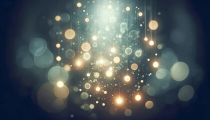 Poster - Golden bokeh lights descending on a dark background, elegance concept. Generative AI