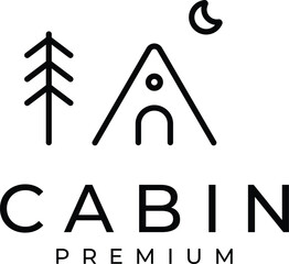 Poster - cabin line art logo vector minimalist illustration design