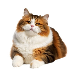 Fat cat isolated on a transparent background.