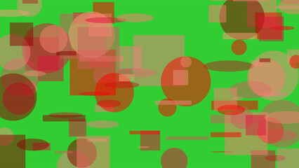 red shapes over lime green background