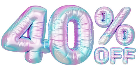 Wall Mural - Holographic balloon 3d text. Typography. 3D illustration. 40% Off.