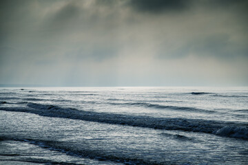 Poster - Snowy storm by Baltic sea.