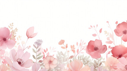 Watercolor soft pink flower garden background