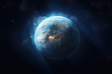 Wall Mural - Illustration of planet Earth with light and clouds in outer space