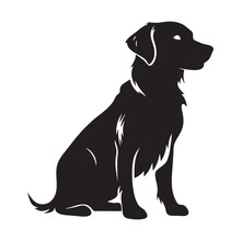 Dog Silhouette Vector Icon Isolated On White Background