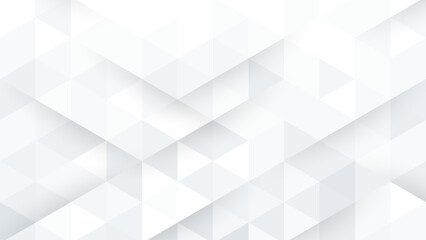 Abstract 3d white background with shadow and hexagon patten. Triangle mosaic template for technology for banner, poster, web in futuristic and technology design. Vector illustration.