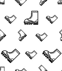 Wall Mural - Camping Boots Seamless Pattern, Hunting Hiking Protective Boots