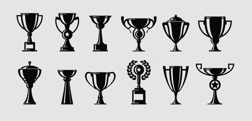 Vector winner cup. Trophy set icons. Symbol or emblem. vector illustration