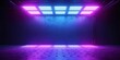 Cyber Neon Led Studio Big Panel Lights Blue Purple Glowing Lights On Dark Empty Grunge Concrete Room Background