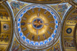 View of the dome of Saint Sava Orthodox Church with mosaic decorations, fresco and Christian icons in Belgrade, Serbia