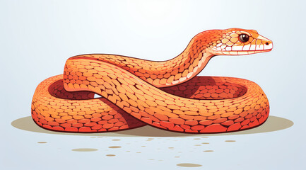 Wall Mural - Vibrant illustration of an orange Corn Snake, commonly kept as a pet.