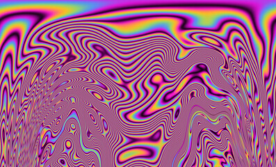 Aufkleber - iridescent psychedelic trippy abstract background in neon rainbow colors.