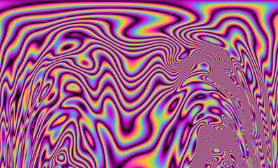 Aufkleber - Iridescent psychedelic trippy abstract background in neon rainbow colors.
