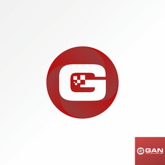 Poster - Logo design graphic concept creative premium abstract vector stock unique initial letter G font circle and square tech. Related to monogram typography