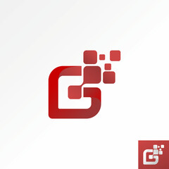 Poster - Logo design graphic concept creative premium abstract vector stock unique initial letter G font dot square tech symbol. Related to monogram typography