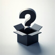 © Igor - A black question mark on box delivery on solid white background. ai generative