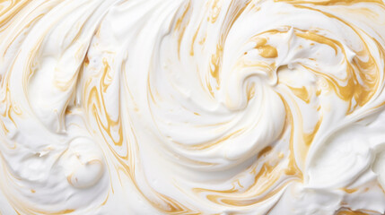 Wall Mural - Close-up of vanilla ice cream texture. Top view of frozen white-yellow gelato surface. Food background. Generative AI