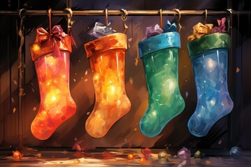 Wall Mural - Christmas Stockings - Generative AI