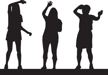 Wall Mural - Women silhouettes on a white background.